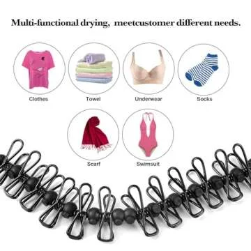 HAWATOUR Travel Clothesline, Portable Retractable Clothesline with 12pcs Clothespins for Indoor Laundry Drying, Outdoor Camping Accessories, Black