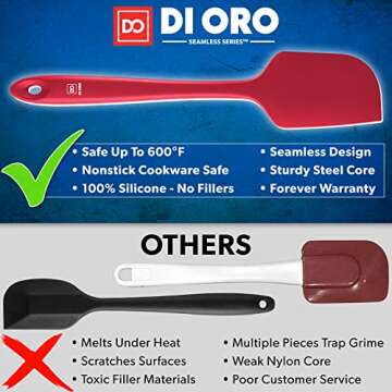 di Oro Living Silicone Spatula Set - 3-piece 600F Heat-Resistant Baking Spoon & Spatulas - Ergonomic...