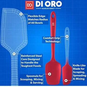 di Oro Silicone Spatula Set - 600F Heat-Resistant & Ergonomic