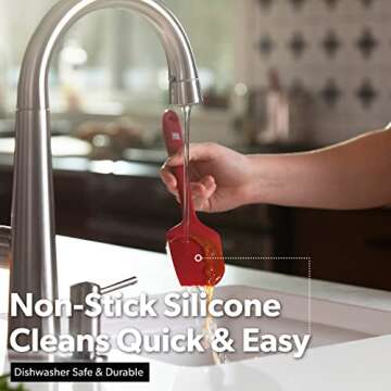 di Oro Living Silicone Spatula Set - 3-piece 600F Heat-Resistant Baking Spoon & Spatulas - Ergonomic Easy-to-Clean Seamless One-Piece Design - Pro Grade Non-stick Rubber with Stainless Steel S-Core Technology! (Red)