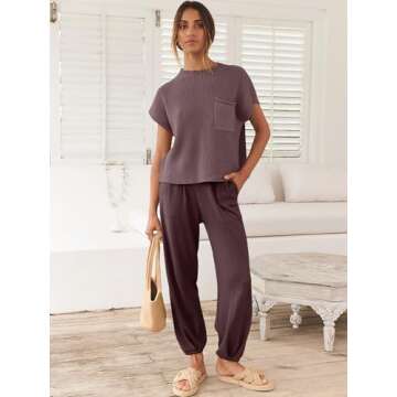 ANRABESS Women's Cozy Two Piece Knit Tracksuit with Chic Crop Top and Pants Set in Nutmeg - Perfect ...