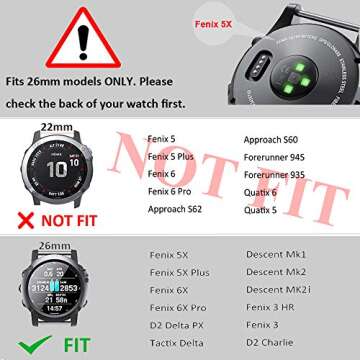 ANCOOL for Garmin Fenix 5X/7X/6X Watch Band Quickfit 26mm Watch Bands Compatible with Fenix 6X Pro/5...