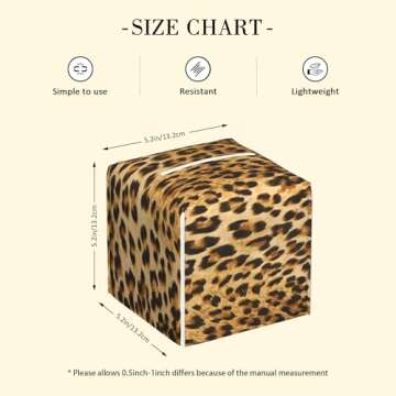 POIUBLE Tissue Box Holder Leopard Cheetah Animal Skin Tissue Box Cover Square Leather Tissue Holder ...