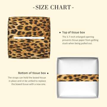 POIUBLE Tissue Box Holder Leopard Cheetah Animal Skin Tissue Box Cover Square Leather Tissue Holder Organizer Portable Decorative Facial Paper Case for Home Office Bathroom Vanity Countertop
