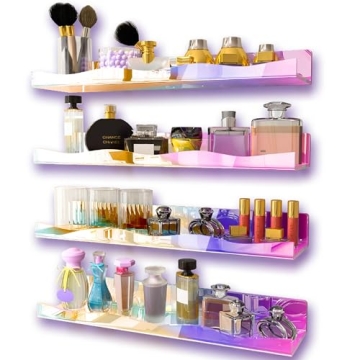 Iridescent Acrylic Floating Shelves for Stylish Organization