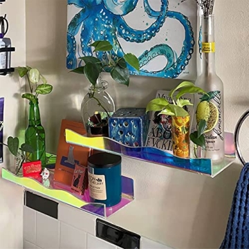 Iridescent Acrylic Floating Shelves for Stylish Organization