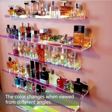 Iridescent Acrylic Floating Shelves for Stylish Organization