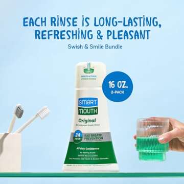 SmartMouth Original Activated Mouthwash - Adult Mouthwash for Fresh Breath - Oral Rinse for 24-Hour Bad Breath Relief with Twice Daily Use - Fresh Mint Flavor, 16 fl oz (2 Pack)