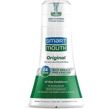 SmartMouth Original Activated Mouthwash - Adult Mouthwash for Fresh Breath - Oral Rinse for 24-Hour Bad Breath Relief with Twice Daily Use - Fresh Mint Flavor, 16 fl oz (2 Pack)