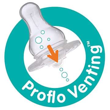 Evenflo Feeding Premium Proflo Vented Plus Polypropylene Baby, Newborn and Infant Bottles - Helps Reduce Colic - Teal/Green/Blue, 4 Ounce (Pack of 6)