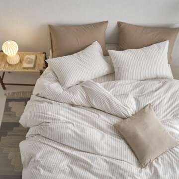 MooMee 100% Cotton Duvet Cover Set Queen, Soft & Comfy