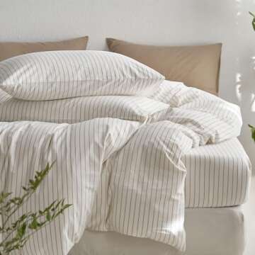 MooMee 100% Cotton Duvet Cover Set Queen, Soft & Comfy