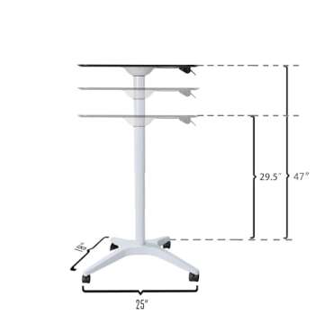 CARTMAY Pneumatic Height Adjustable Mobile Desk with Wheels