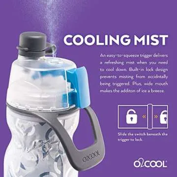 O2COOL Mist 'N Sip Misting Water Bottle 2-in-1 Mist And Sip Function With No Leak Pull Top Spout Reusable Sports Water Bottle - 20 oz (Watermelon)