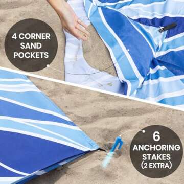 Everlasting Comfort Beach Blanket Waterproof Sandproof - Large Oversized Beach Mat for 10 People w/S...