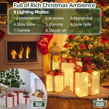 TOAOB Lighted Gift Boxes Set - Perfect Holiday Decor