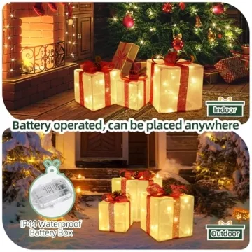 TOAOB Lighted Gift Boxes Set - Perfect Holiday Decor