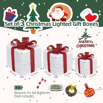 TOAOB Lighted Gift Boxes Set - Perfect Holiday Decor