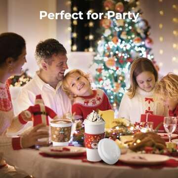 [100 Pack] Christmas Paper Coffee Cup Sleeves, Disposable Corrugated Cardboard Paper Jacket fit 12oz, 16oz, 20oz, 24oz Disposable Coffee Cups, Hand Protection for Hot and Cold Drinks