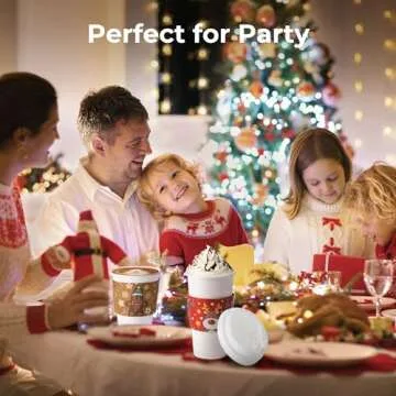 [100 Pack] Christmas Paper Coffee Cup Sleeves, Disposable Corrugated Cardboard Paper Jacket fit 12oz, 16oz, 20oz, 24oz Disposable Coffee Cups, Hand Protection for Hot and Cold Drinks