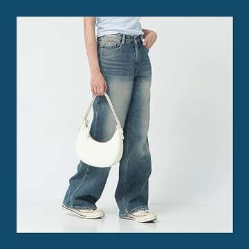 Hobo Bag for Women - Crescent Moon Design, Cute, Trendy Shoulder Handbag & Small Daily Purse, Women's Everyday Purses