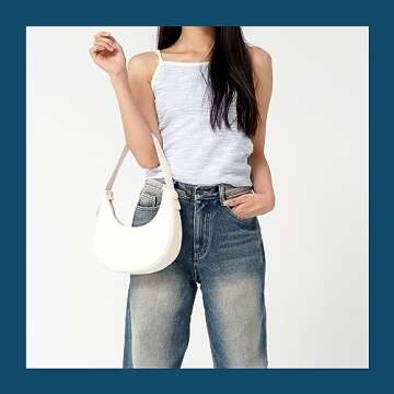 Hobo Bag for Women - Crescent Moon Design, Cute, Trendy Shoulder Handbag & Small Daily Purse, Women's Everyday Purses