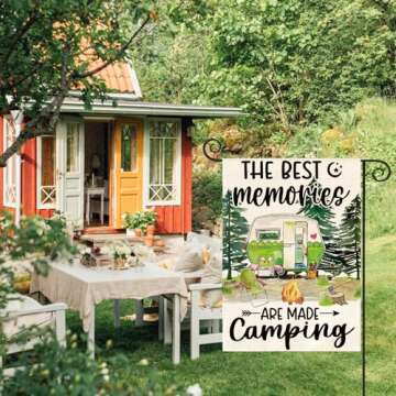 AVOIN colorlife the Best Memories are Made Camping Garden Flag 12 x 18 Inch Double Sided, RV Campsite Party Yard Outdoor Decoration