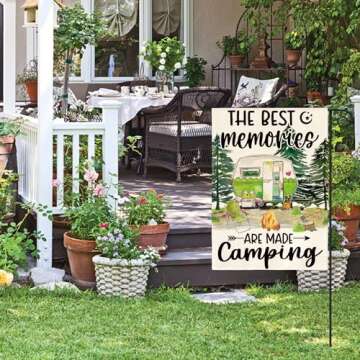 AVOIN colorlife the Best Memories are Made Camping Garden Flag 12 x 18 Inch Double Sided, RV Campsite Party Yard Outdoor Decoration