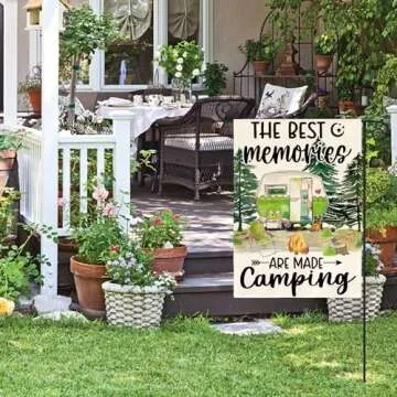 AVOIN colorlife the Best Memories are Made Camping Garden Flag 12 x 18 Inch Double Sided, RV Campsite Party Yard Outdoor Decoration