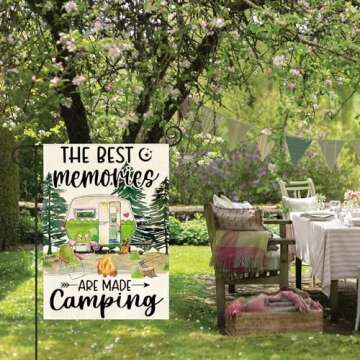AVOIN colorlife the Best Memories are Made Camping Garden Flag 12 x 18 Inch Double Sided, RV Campsite Party Yard Outdoor Decoration