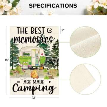 AVOIN colorlife the Best Memories are Made Camping Garden Flag 12 x 18 Inch Double Sided, RV Campsite Party Yard Outdoor Decoration