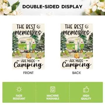 AVOIN colorlife the Best Memories are Made Camping Garden Flag 12 x 18 Inch Double Sided, RV Campsite Party Yard Outdoor Decoration