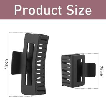 12 Pcs Rectangle Clips, Accessories for Women and Girls, Including 6 Pcs 4 Inch Large Clips for Thick Hair and 6 Pcs 2 inch Small Clips for Thin Hair (Neutral)