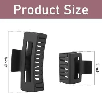 12 Pcs Rectangle Clips, Accessories for Women and Girls, Including 6 Pcs 4 Inch Large Clips for Thick Hair and 6 Pcs 2 inch Small Clips for Thin Hair (Neutral)