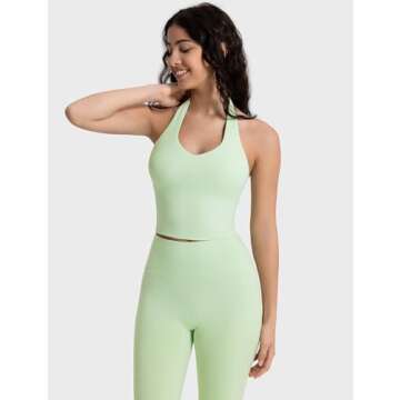 icyzone Halter Sports Bra for Women - Yoga & Workout Crop Tank Tops (Pastel Green)