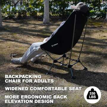 HITORHIKE Camping Chair with Nylon Mesh and Comfortable Headrest Ultralight High Back Folding Portable Compact for Camping, Hiking, Backpacking, Picnic, Festival, Family Road Trip(Green)