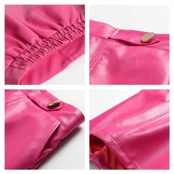 WELAKEN Girls and Toddler's Faux Leather Short Skirts with Side Pocke Hot Pink