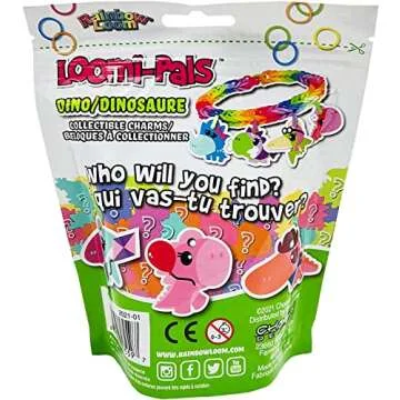 Rainbow Loom® Loomi-Pals Dino Collectible, Features 30 Mystery Cute Dino Themed Charms and 600 Colorful Rubber Bands All in a RESEALABLE Bag, Great Gifts for Boys and Girls 7+