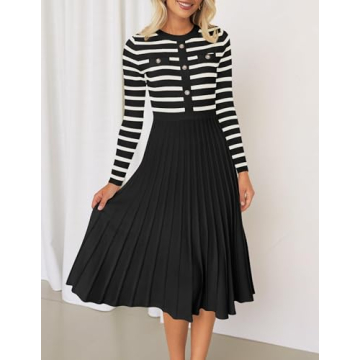 ZESICA Women's Stylish Long Sleeve Midi Dress