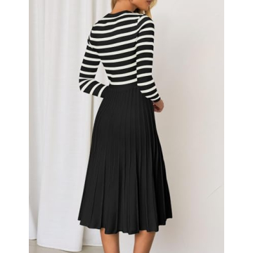 ZESICA Women's Stylish Long Sleeve Midi Dress