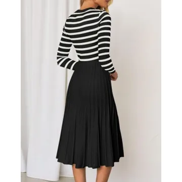 ZESICA Women's Stylish Long Sleeve Midi Dress