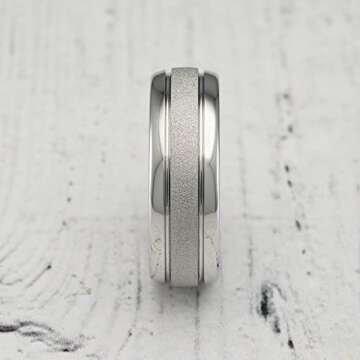 100S JEWELRY White Gold Tungsten Wedding Bands  Sizes 6-16