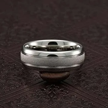 100S JEWELRY White Gold Tungsten Wedding Bands  Sizes 6-16