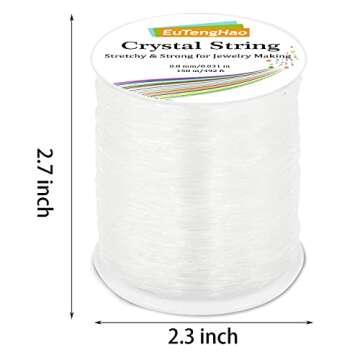 EuTengHao 0.8mm Elastic Bracelet String, Crystal String Cord for Bracelet, 150m Elastic Cord Stretch...