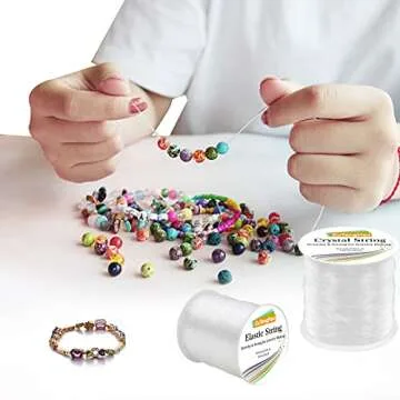 EuTengHao 0.8mm Elastic Bracelet String, Crystal String Cord for Bracelet, 150m Elastic Cord Stretchy Bracelet String Bead Cord Jewelry String for Bracelet, Beading, Jewelry Making(150m/492ft, 0.8mm)