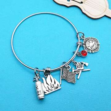 Xiahuyu Firefighter Gifts Firefighter Bracelet Fireman Gifts Fire Charm Firefighter Bracelet Gifts f...