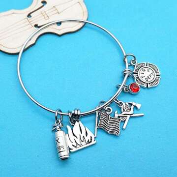 Xiahuyu Firefighter Gifts Firefighter Bracelet Fireman Gifts Fire Charm Firefighter Bracelet Gifts for Fireman Mom Wife Daughter Girlfriend
