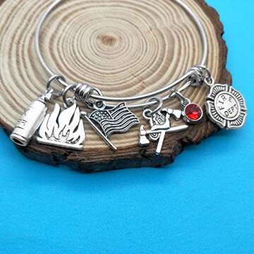 Xiahuyu Firefighter Gifts Firefighter Bracelet Fireman Gifts Fire Charm Firefighter Bracelet Gifts for Fireman Mom Wife Daughter Girlfriend