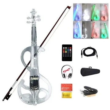 4/4 Electronic Violin Bluetooth LED Color Light Violin Acrylic Transparent Material Beginner Set wit...