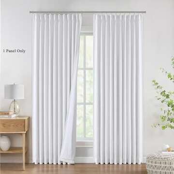WEST LAKE 90 Inches Long Bailey Pinch Pleated Full Blackout Curtains with Liners,White 100 Room Darkening Pinch Pleat Drape for Bedroom Living Room,Thermal Insulated Window Treatment,60"Wx90"L,1 Panel